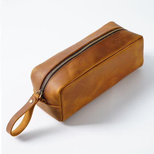 Trousse À Crayons En Cuir Group De Grande Capacité,Sac D'école En Peau De Vache À Fermeture Éclair,Rangement Rétro Pour Étudiant - Type Brown
