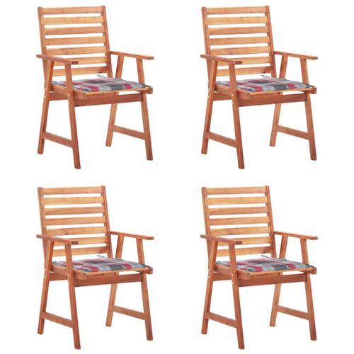 Vidaxl Chaises À Dîner D'extérieur 4 Pcs Avec Coussins Acacia Massif