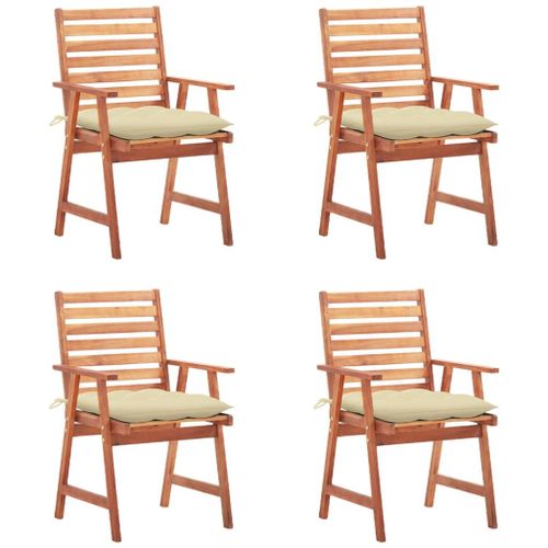 Vidaxl Chaises À Dîner D'extérieur 4 Pcs Avec Coussins Acacia Massif