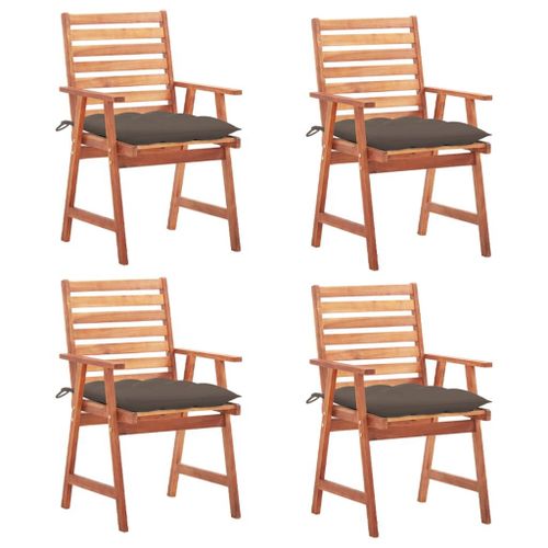 Vidaxl Chaises À Dîner D'extérieur 4 Pcs Avec Coussins Acacia Massif