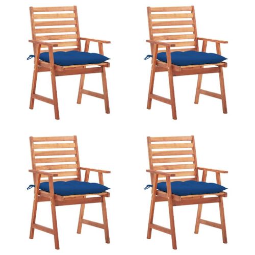 Vidaxl Chaises À Dîner D'extérieur 4 Pcs Avec Coussins Acacia Massif