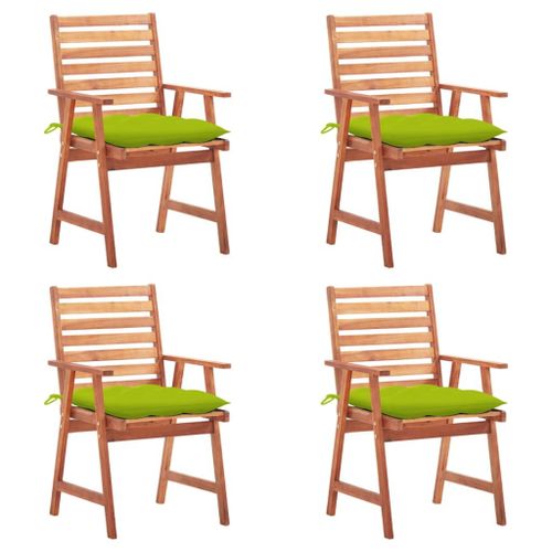 Vidaxl Chaises À Dîner D'extérieur 4 Pcs Avec Coussins Acacia Massif