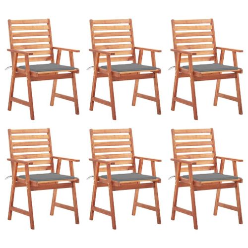 Vidaxl Chaises À Dîner D'extérieur 6 Pcs Avec Coussins Acacia Massif