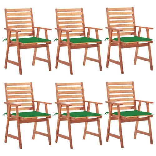 Vidaxl Chaises À Dîner D'extérieur 6 Pcs Avec Coussins Acacia Massif