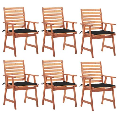 Vidaxl Chaises À Dîner D'extérieur 6 Pcs Avec Coussins Acacia Massif
