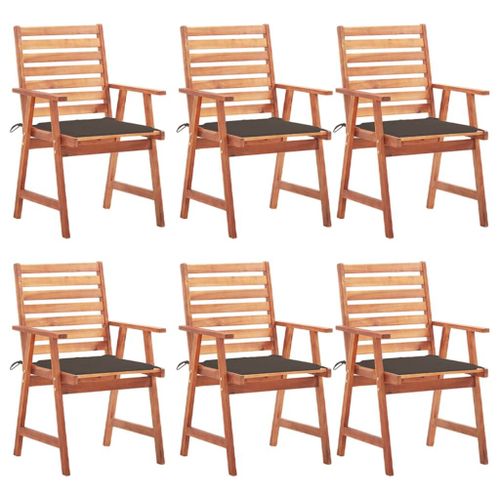 Vidaxl Chaises À Dîner D'extérieur 6 Pcs Avec Coussins Acacia Massif
