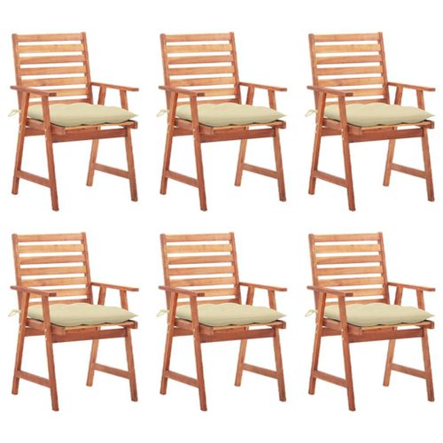 Vidaxl Chaises À Dîner D'extérieur 6 Pcs Avec Coussins Acacia Massif