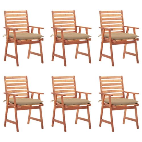 Vidaxl Chaises À Dîner D'extérieur 6 Pcs Avec Coussins Acacia Massif