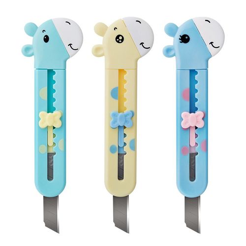 Couteau utilitaire girafe Animal Kawaii, couteau utilitaire enfants nouveauté coupe papier ouvre lettre fournitures de papeterie scolaire et de bureau 3 pièces/lot