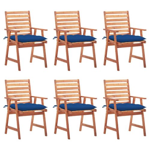 Vidaxl Chaises À Dîner D'extérieur 6 Pcs Avec Coussins Acacia Massif
