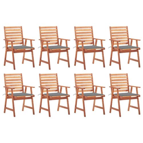 Vidaxl Chaises À Dîner D'extérieur 8 Pcs Avec Coussins Acacia Massif