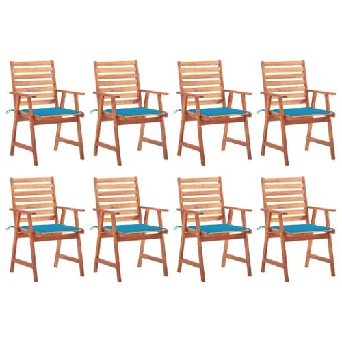 Vidaxl Chaises À Dîner D'extérieur 8 Pcs Avec Coussins Acacia Massif