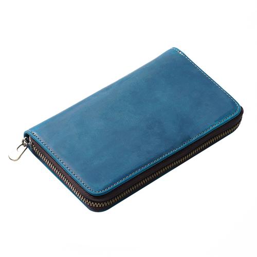 Trousse À Crayons En Cuir De Vache Avec Fermeture Éclair Pour Homme,Sac Rétro Pour Écoliers,Unisexe - Type Blue