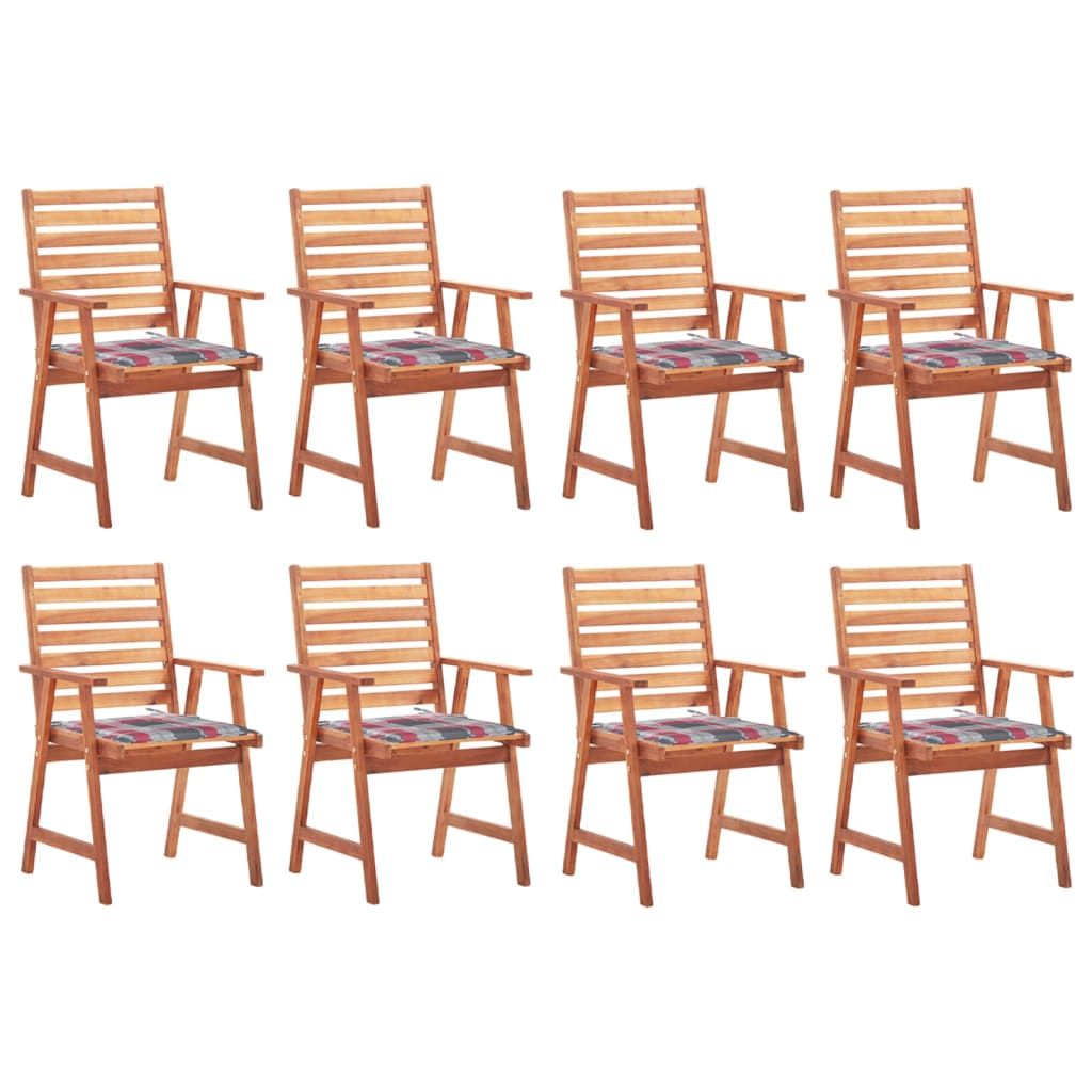 Vidaxl Chaises À Dîner D'extérieur 8 Pcs Avec Coussins Acacia Massif