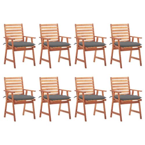 Vidaxl Chaises À Dîner D'extérieur 8 Pcs Avec Coussins Acacia Massif