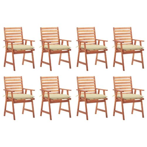 Vidaxl Chaises À Dîner D'extérieur 8 Pcs Avec Coussins Acacia Massif