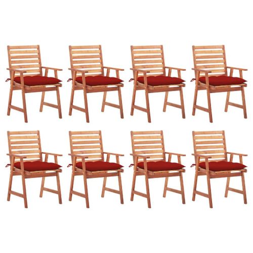 Vidaxl Chaises À Dîner D'extérieur 8 Pcs Avec Coussins Acacia Massif