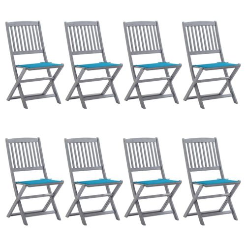 Vidaxl Chaises Pliables D'extérieur 8 Pcs Avec Coussins Bois D'acacia