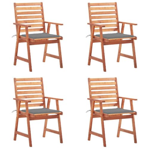 Vidaxl Chaises À Dîner D'extérieur 4 Pcs Avec Coussins Acacia Massif