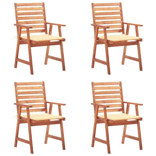 Vidaxl Chaises À Dîner D'extérieur 4 Pcs Avec Coussins Acacia Massif