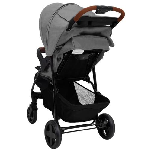 Vidaxl Poussette Pour Bébé 2-En-1 Gris Clair Acier