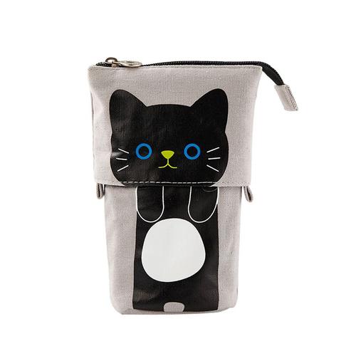 Angoo [Fun] Sac À Crayons En Toile Pliable,Support Debout,Organisateur De Papeterie,Cadeau Pour Enfants,Mignon,Chat,Ours,Mouton,Dessin,A6445 - Type Black Cat