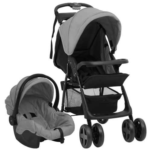 Vidaxl Poussette Pour Bébé 3-En-1 Gris Clair Et Noir Acier