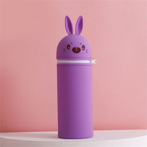 Trousse À Crayons Portable En Silicone Lapin De Dessin Mignon,Sac De Rangement,Porte-Stylo,Conteneur,Grande Capacité,Bureau,Évaluation - Type Violet