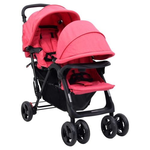 Vidaxl Poussette À Deux Places Rouge Acier