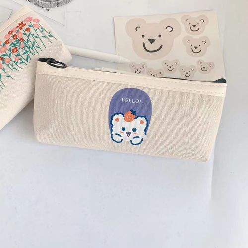 Trousse À Crayons En Toile Ours Kawaii,Boîte À Crayons,Sac À Crayons,Fournitures Scolaires,Papeterie,1 Pièce - Type Zisexiaoxiong