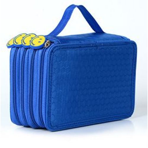 Trousse À Crayons À Quatre Étages,Sac De Grande Capacité 72 Trous,Jolie Boîte Kawaii,Papeterie Coréenne Et Japonaise,Fournitures Scolaires D'art - Type Blue Smile-72