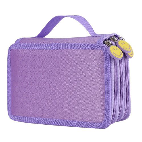Trousse À Crayons À Quatre Étages,Sac De Grande Capacité 72 Trous,Jolie Boîte Kawaii,Papeterie Coréenne Et Japonaise,Fournitures Scolaires D'art - Type Purple Smile-52