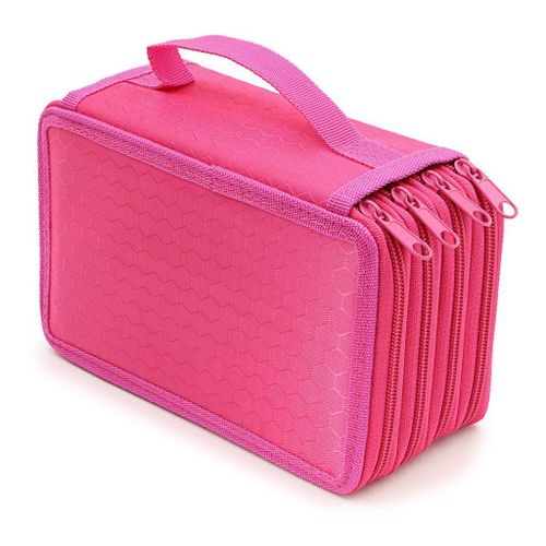 Trousse À Crayons À Quatre Étages,Sac De Grande Capacité 72 Trous,Jolie Boîte Kawaii,Papeterie Coréenne Et Japonaise,Fournitures Scolaires D'art - Type Rose Red-72