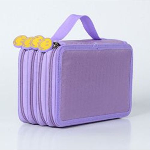 Trousse À Crayons À Quatre Étages,Sac De Grande Capacité 72 Trous,Jolie Boîte Kawaii,Papeterie Coréenne Et Japonaise,Fournitures Scolaires D'art - Type Purple Smile-72