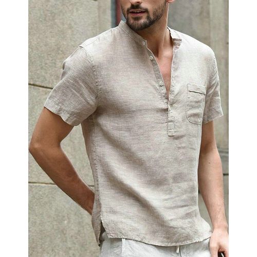 Chemises Henley À Manches Courtes Pour Hommes,T-Shirt Décontracté En Coton Et Lin,Ample,Hippie,Randonnée En Plein Air,Taille 4xl,Été