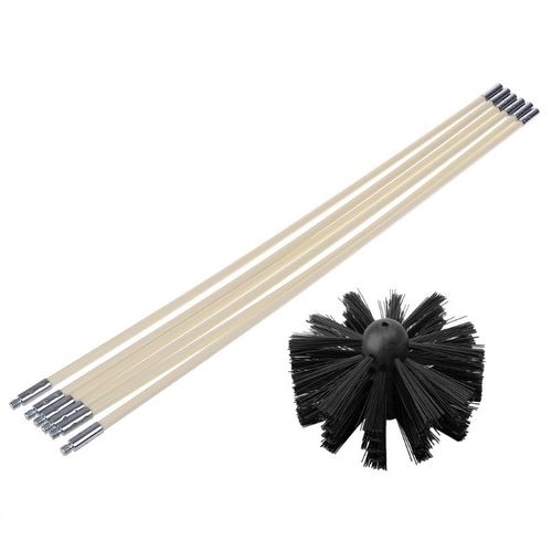 Brosse en Nylon avec 6 tiges de tuyau flexibles à Long manche pour bouilloire de cheminée, Kit d'outils de nettoyage de maison