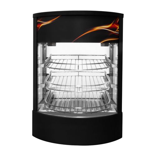 Vitrine Chauffante pour Pizzas & Aliments - 220-240V 500W - 3 Niveaux - Température 30° à 85°C - Ouverture à l'Arrière - Vue 360° sur vos Produits [ Pinces GRATUITES & 2 ans de Garantie]