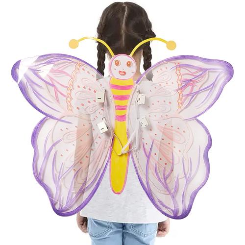 Ailes De Papillon Lumineuses Pour - Jouets D'aile De Papillon De Fée De Lumière Clignotante De Led,Transparent Bricolage Peinture Fée Ailes Pour Filles Halloween Fête D'anniversaire Cosplay