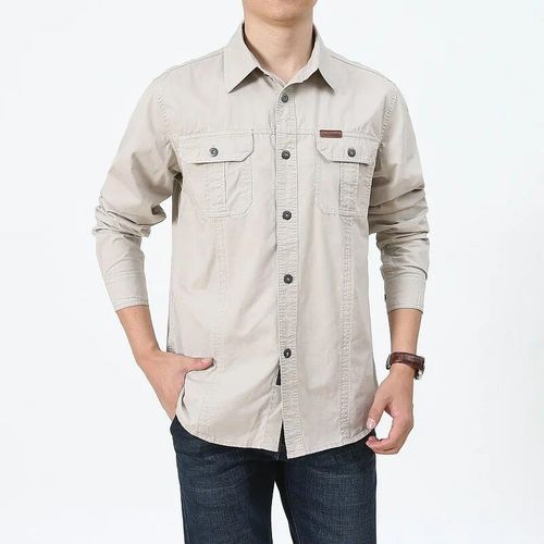 Chemise À Manches Longues Pour Homme,Grande Taille,En Coton,Style Décontracté,Disponible En Noir,Bleu,Vert,Armée,Randonnée,Printemps,M-6xl