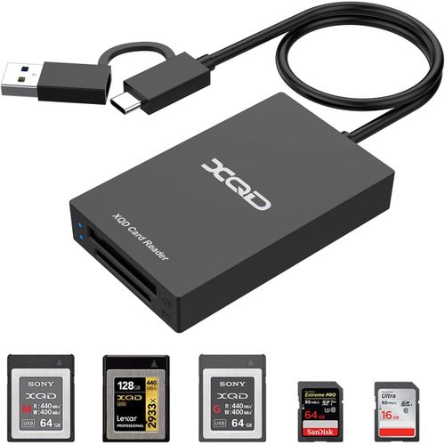 Lecteur de Carte USB/USB C XQD SD,Adaptateur Lecteur de Carte mémoire XQD SD à Double Fente USB 3.0 Haute Vitesse Compatible avec Carte Sony G/M Series¿USB Mark XQD pour Windows XP/Mac OS/Linux etc.