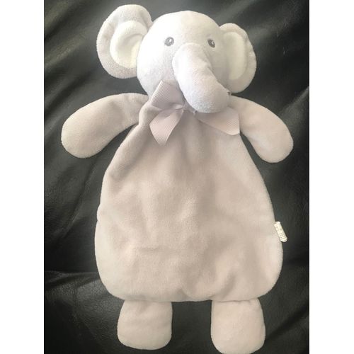 Doudou Éléphant Gris Semi Plat Ruban Espa 27cm