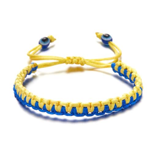 Br22y0130 - Ajustable - Bracelets En Tournesol Avec N¿Ud Porte Bonheur, Drapeau'ukraine, Couleur Bleu Jaune, Breloques Tissées À La Main Pour Hommes Et Femmes, Bijoux Tressés Réglables