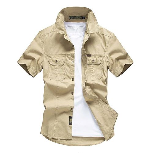 Chemises Cargo Rétro En Coton Pour Hommes,Avec Poches D'été,Pour Pêche,Randonnée,Camping,Tactique,Grande Taille,Tops Décontractés,M-4xl