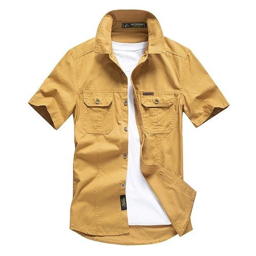 Chemises Cargo Rétro En Coton Pour Hommes,Avec Poches D'été,Pour Pêche,Randonnée,Camping,Tactique,Grande Taille,Tops Décontractés,M-4xl