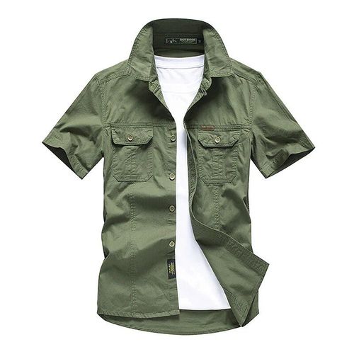 Chemises Cargo Rétro En Coton Pour Hommes,Avec Poches D'été,Pour Pêche,Randonnée,Camping,Tactique,Grande Taille,Tops Décontractés,M-4xl