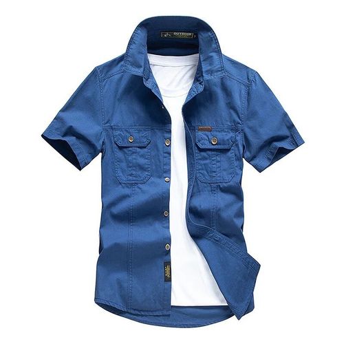 Chemise Cargo Rétro Poches D'été Pour Hommes Randonnée Pêche Dulcamisa Masculina Grande Taille Chemisier M-4xl Chemises En Coton