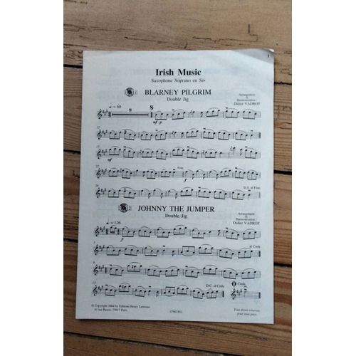 Irish Music Saxophone Soprano En Sib
