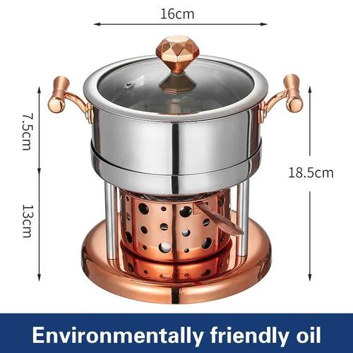 Petite marmite Shabu en acier inoxydable,four à alcool,marmite unique,gaz aéré,noyau de four,pots simples en libre service,304 - Type 16 E-Friendly oil