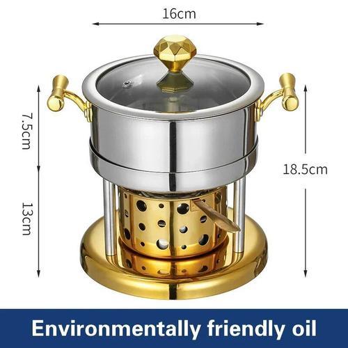 Petite marmite Shabu en acier inoxydable,four à alcool,marmite unique,gaz aéré,noyau de four,pots simples en libre service,304 - Type 13 E-Friendly oil