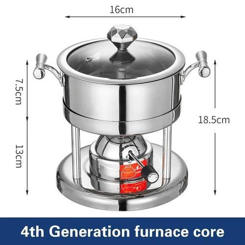 Petite marmite Shabu en acier inoxydable,four à alcool,marmite unique,gaz aéré,noyau de four,pots simples en libre service,304 - Type 11 4 Generation